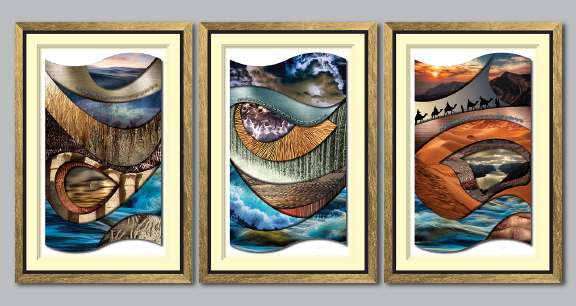 The Rush of the Waters Miriam Triptych 3D Framed Art